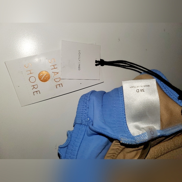 Shade & Shore Women's lightly Lined Longline Light Blue Ribbed Bikini NWT Sz 38D - Picture 8 of 10